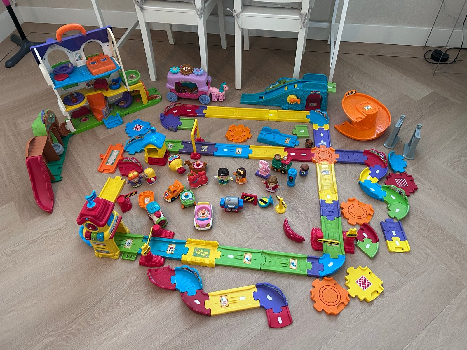 Grote set Fisher-Price Little People en VTech Toet Toet Auto, Ophalen, Gebruikt, Jongen of Meisje