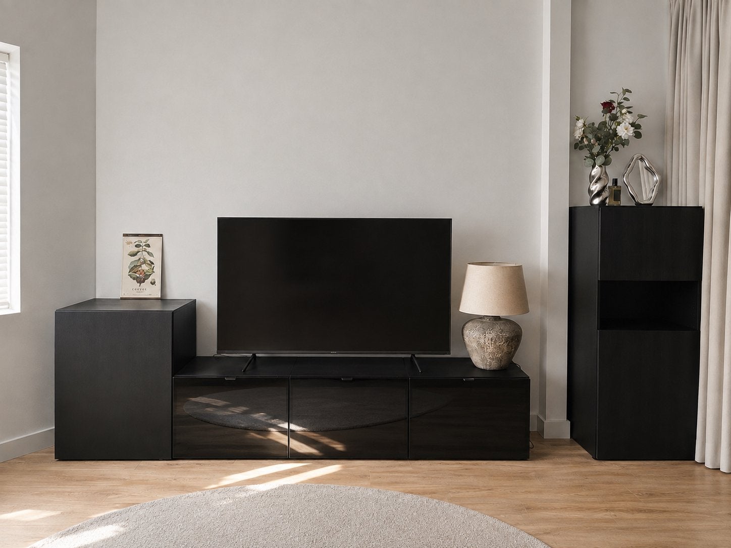 IKEA tv meubel BESTA zwartbruin, 100 tot 150 cm, Ophalen of Verzenden, 200 cm of meer, 25 tot 50 cm