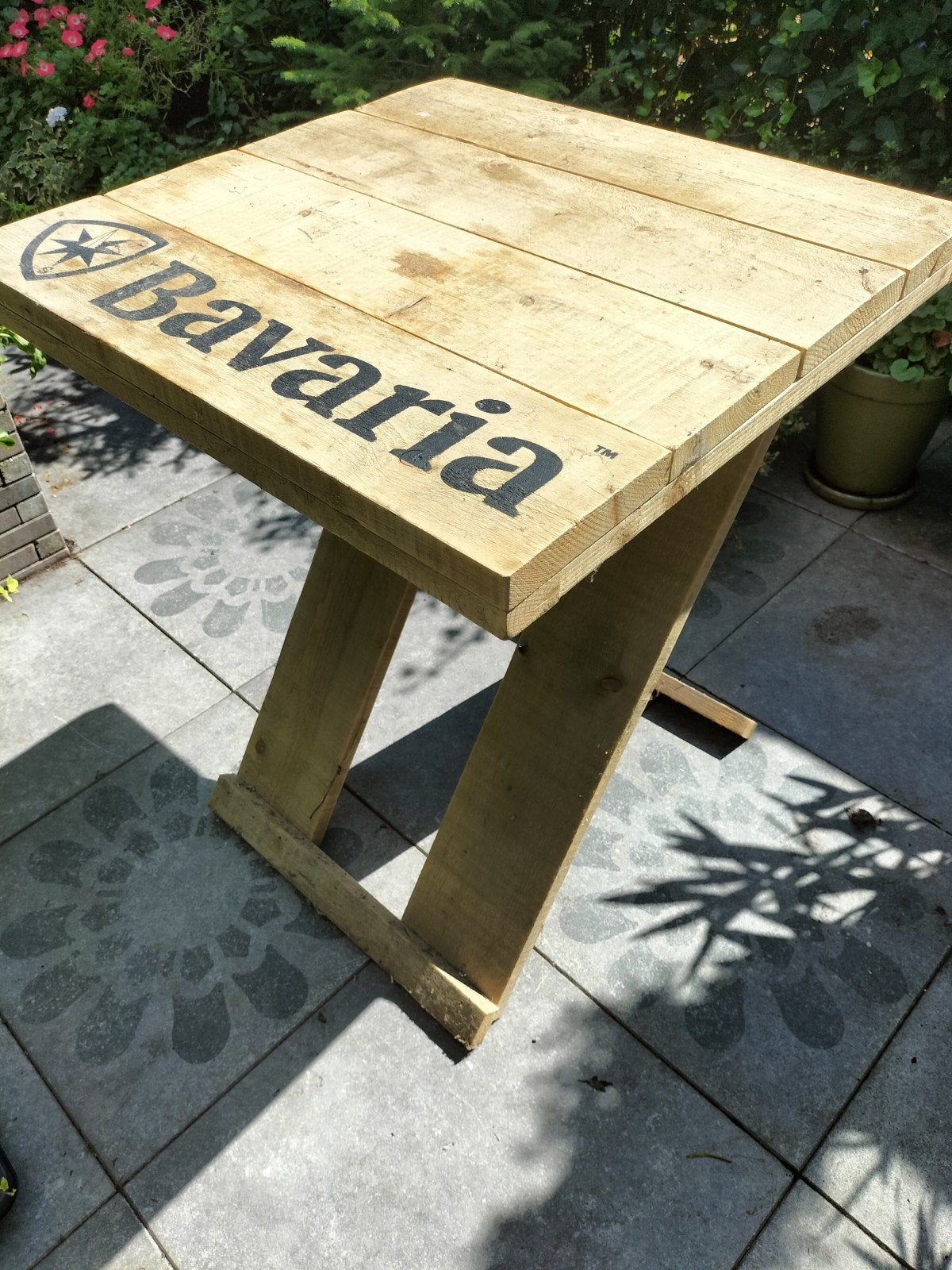 Bavaria biertafel - inklapbaar houten statafel, Ophalen, Gebruikt, Rechthoekig, Hout