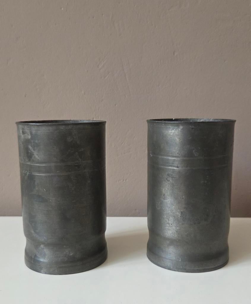 Twee antiek tinnen bekers, Antiek en Kunst, Antiek | Tin, Ophalen of Verzenden