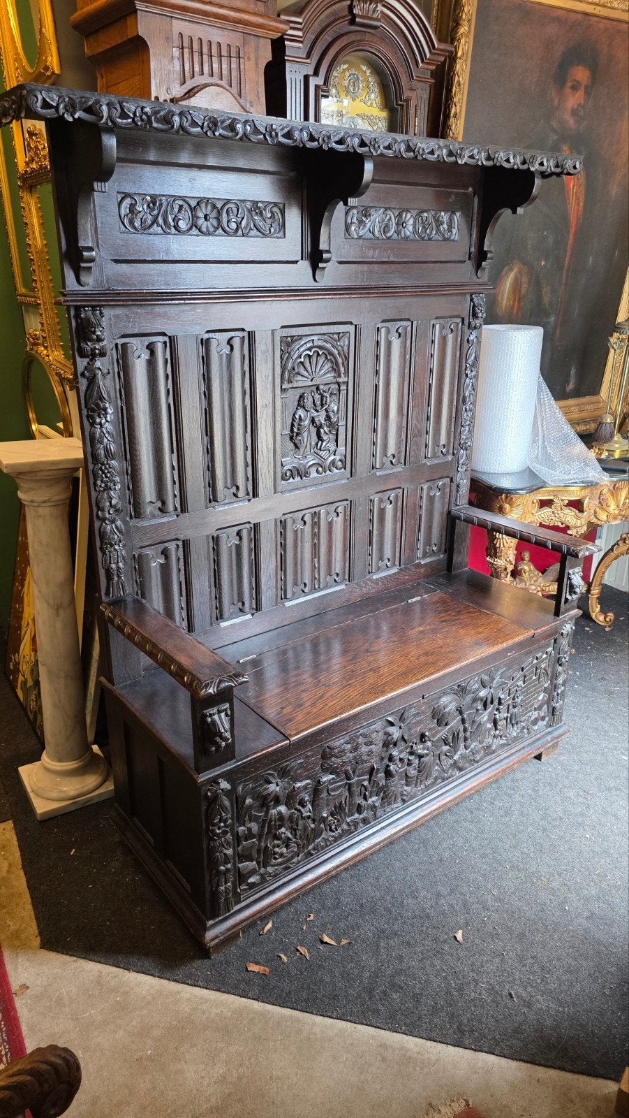 rijk bewerkte antieke kerkbank, Antiek en Kunst, Ophalen