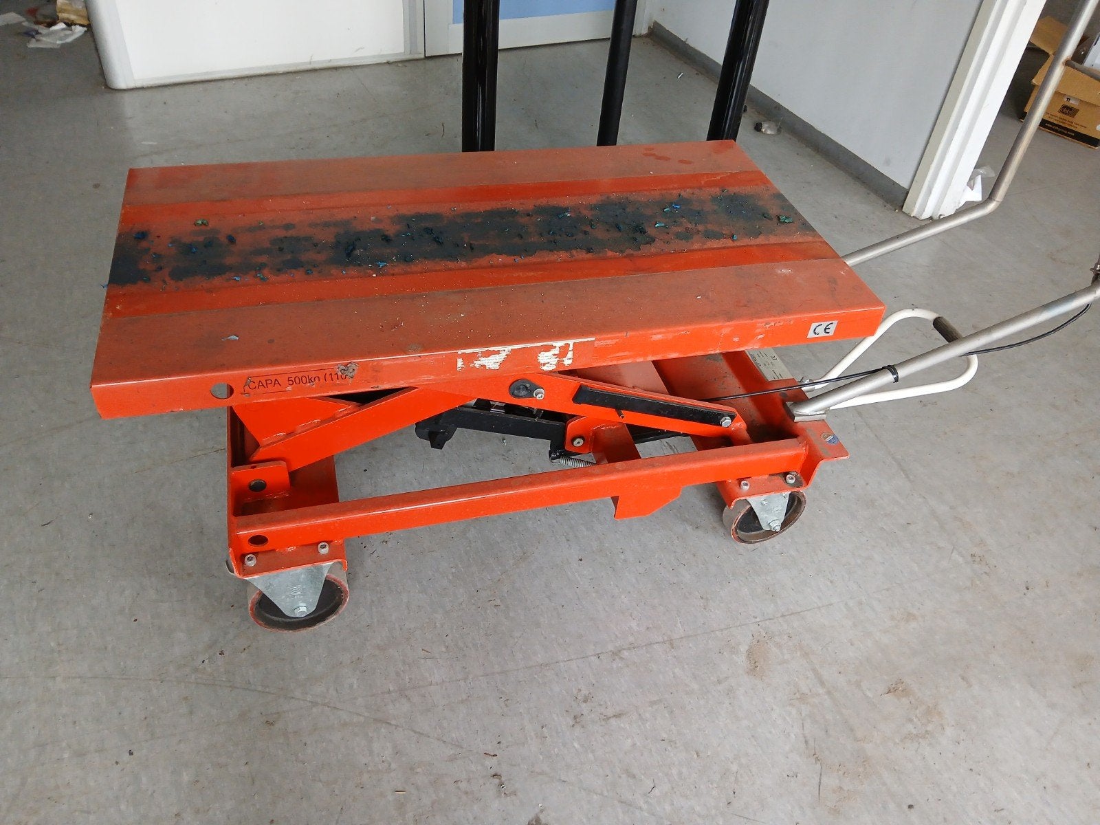 Heftafel 500 kilo voetpedaal ( nr 1 ), Ophalen, Gebruikt, Hydraulisch, Garagekrik