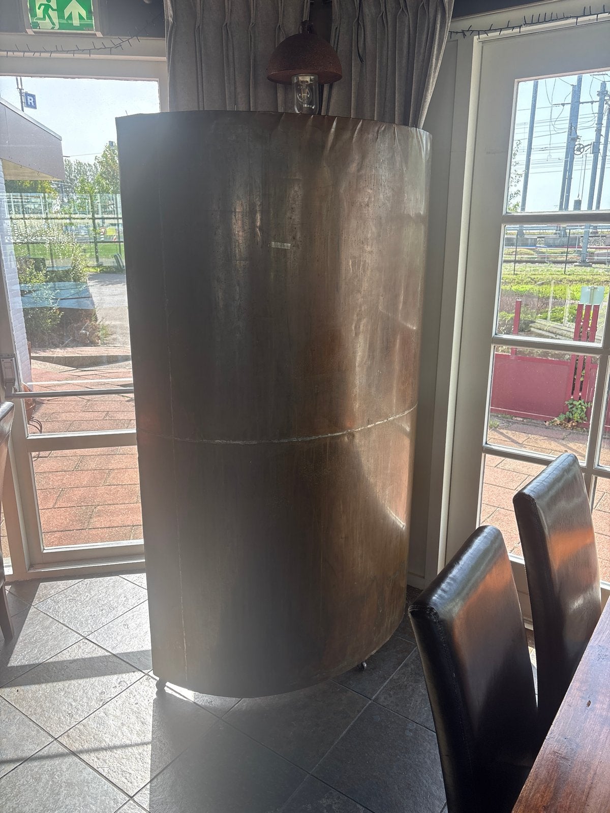 Unieke houten kamerscherm/scheidingswand op wielen, Ophalen, Gebruikt