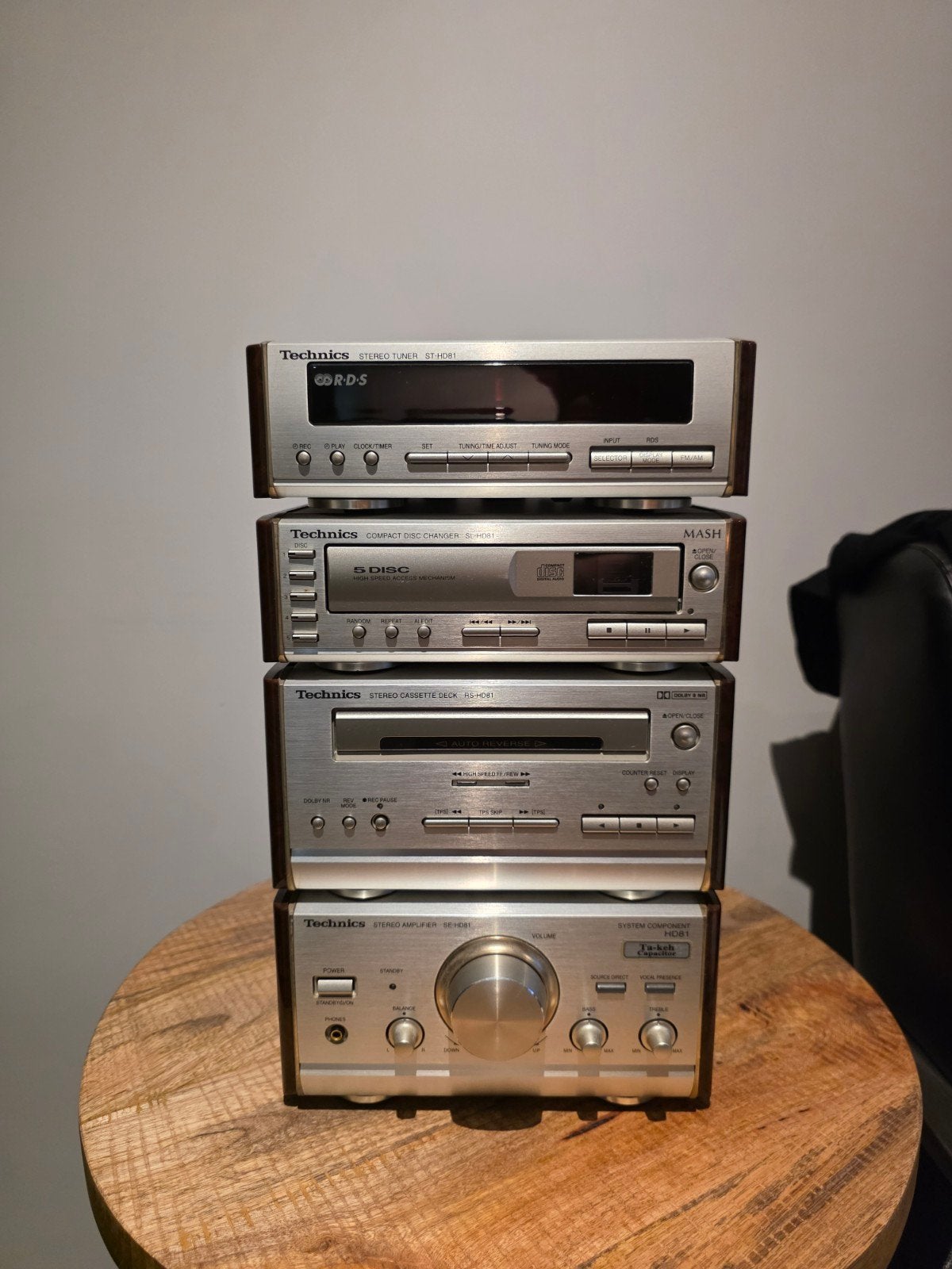Technics stereo-installatie met 2 orginele speakers, Losse componenten, Zo goed als nieuw, Cassettedeck, Ophalen