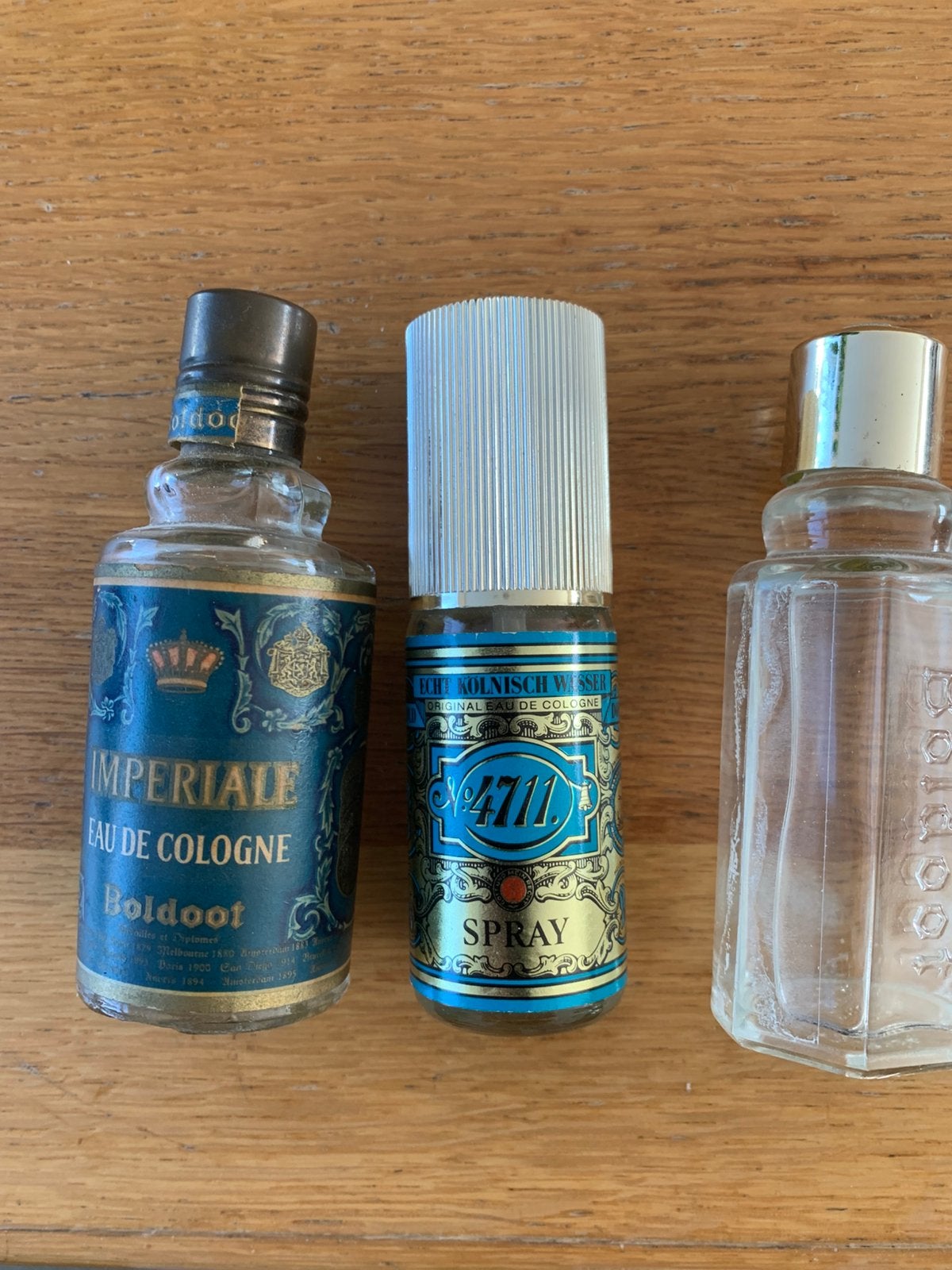 Vintage flesjes Boldoot. En verstuiver 4711, Ophalen of Verzenden, Zo goed als nieuw, Parfumfles