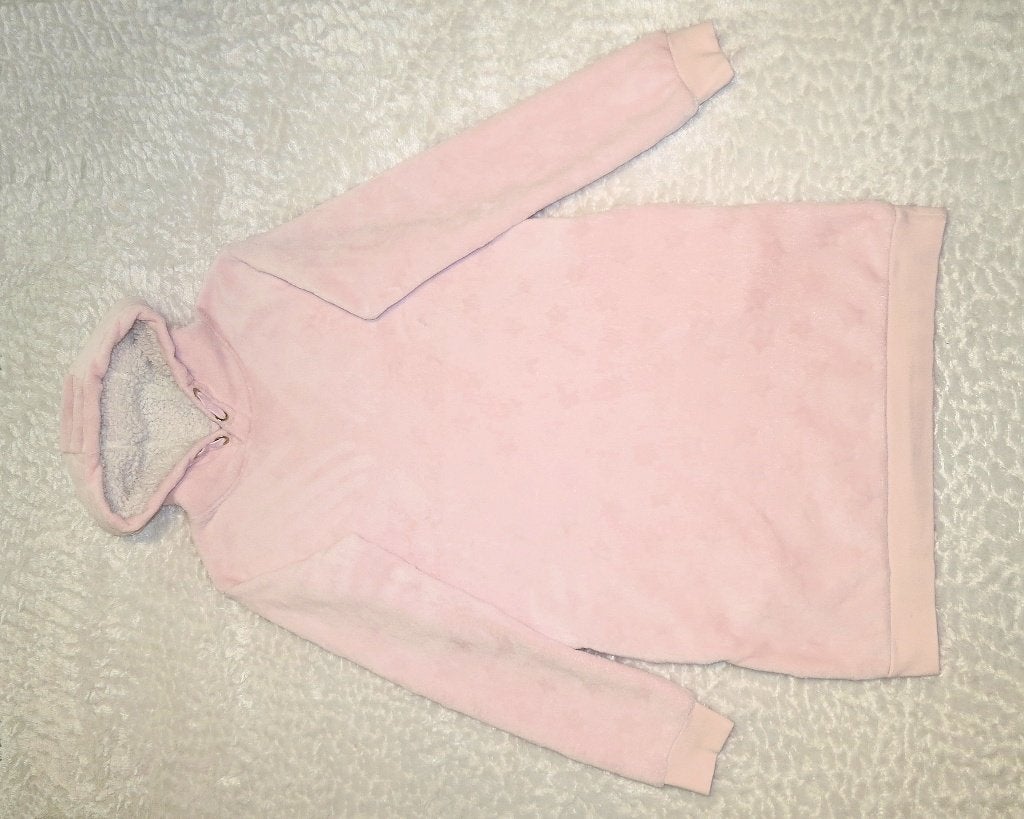 Lange roze fleece hoodie – maat 158-164, Ophalen of Verzenden, Gebruikt, Meisje, Trui of Vest