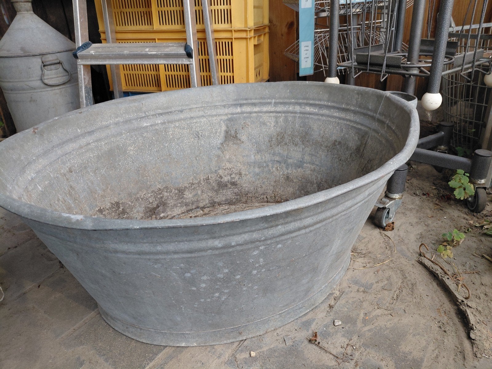 Grote zinken teil 81x67x36 cm - Vintage wasbak/plantenbak, Ophalen