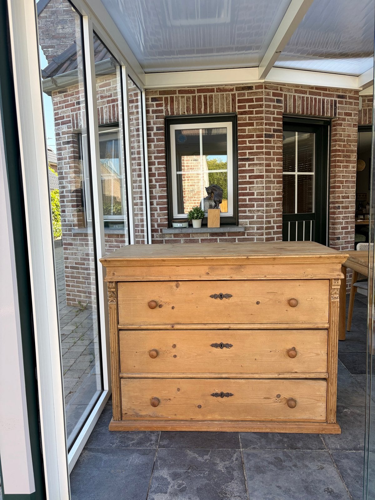 Antieke grenen ladekast met 3 laden, Antiek en Kunst, Ophalen