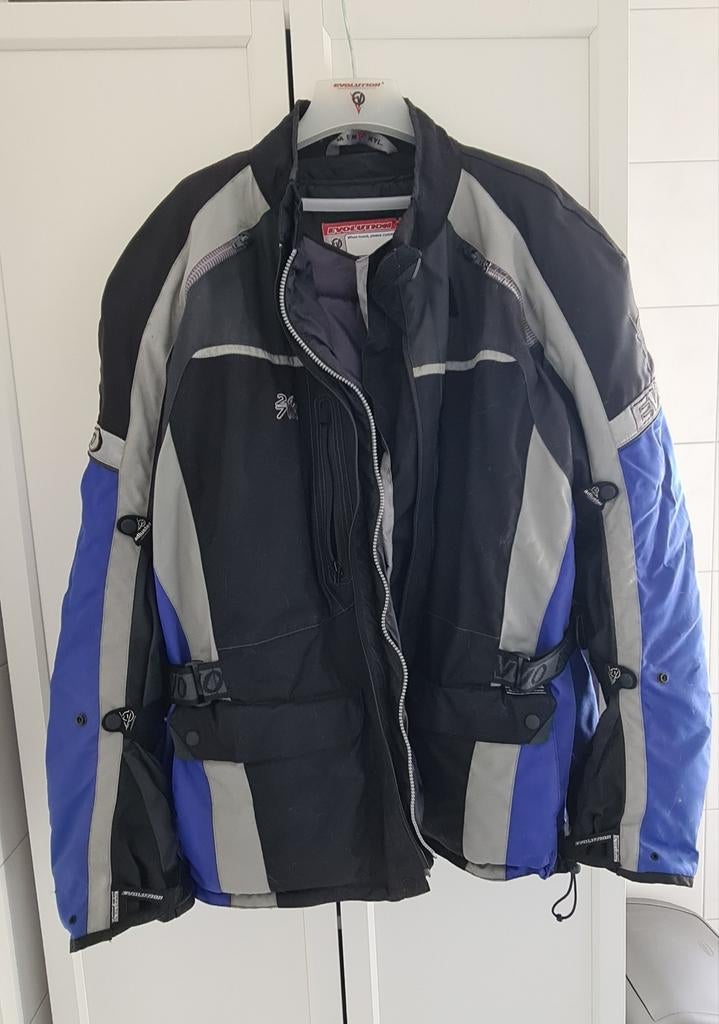 Evolution textiele motorjas - Zwart/Blauw/Grijs - Maat XXL, Motoren, Kleding | Motorkleding, Ophalen, Evolution, Jas | textiel