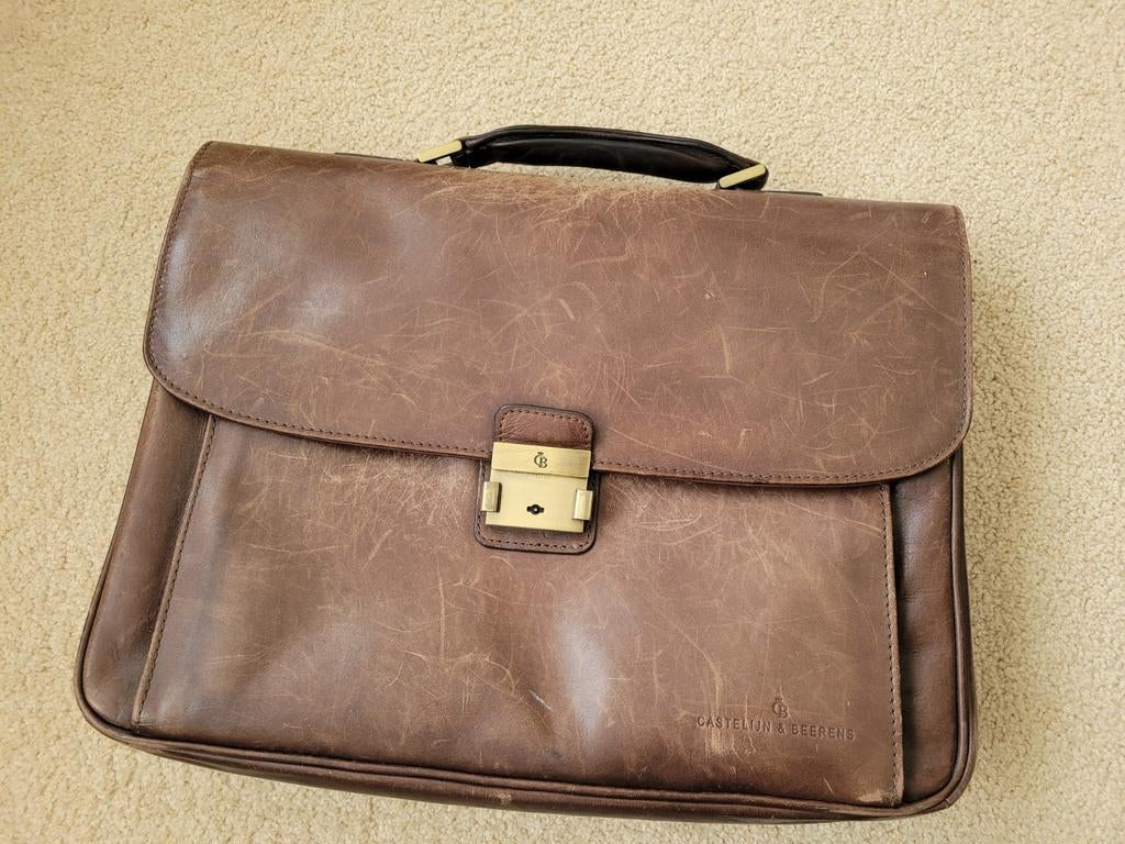 Castelijn & Beerens Leren laptop tas, Ophalen of Verzenden, Gebruikt, Overige merken, 30 tot 45 cm