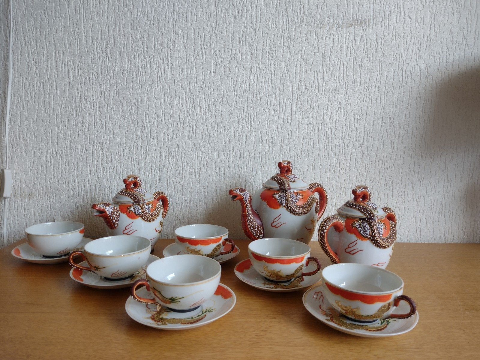 Vintage Japans draken theeservies - 21 delig, Ophalen of Verzenden