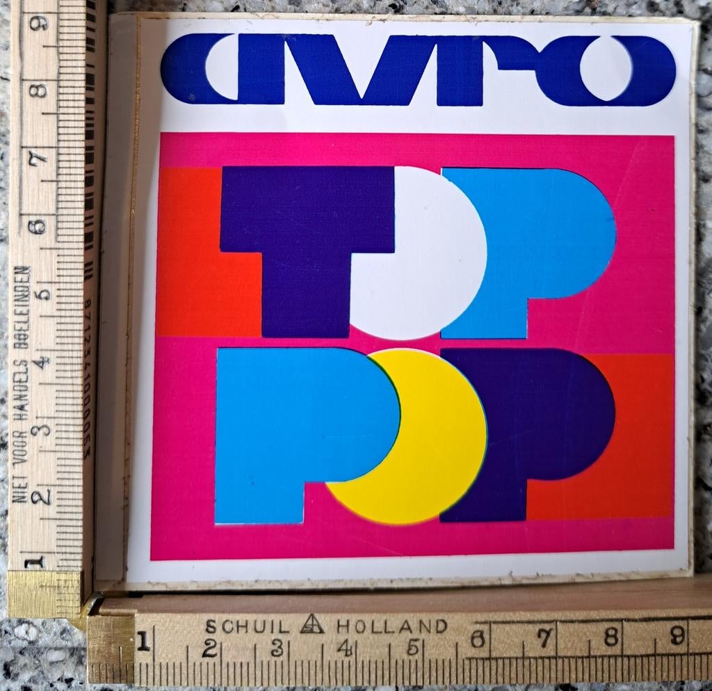 Vintage sticker AVRO TopPop tv programma televisiezender, Verzamelen, Stickers, Zo goed als nieuw, Ophalen of Verzenden