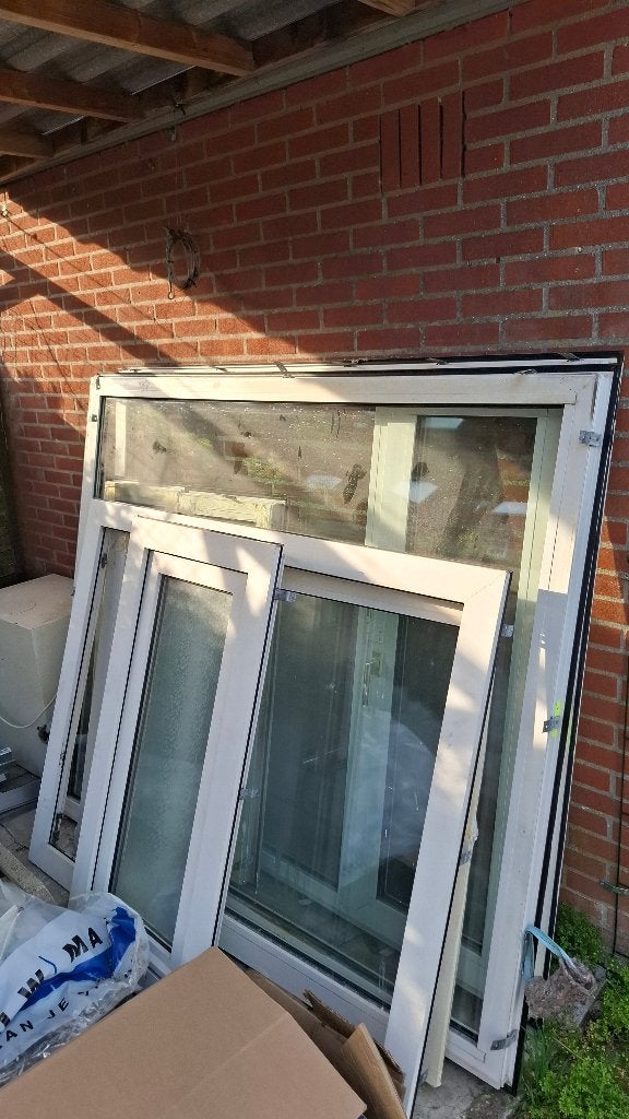 6 kunststof ramen met dubbelglas, wit - goedkoop weg, Doe-het-zelf en Verbouw, Glas en Ramen, Ophalen, Gevelraam of Ruit, Gebruikt