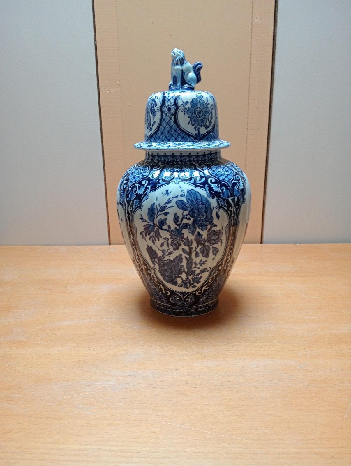 Delfts blauwe Gembervaas met deksel, 40 cm hoog, Ophalen