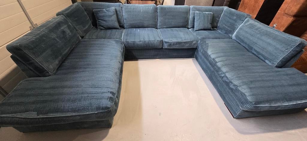 Grote U-bank Ribstof met 2x Chaiselongue en Open Eiland, Huis en Inrichting, Banken | Complete zithoeken, Ophalen, Gebruikt, Onbekend