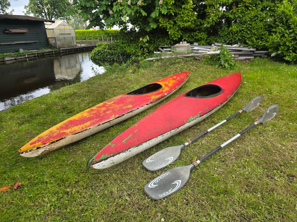 2 eenpersoons kano's (kajak) met gratis peddels, Ophalen, Gebruikt, Eén persoon, Met peddels