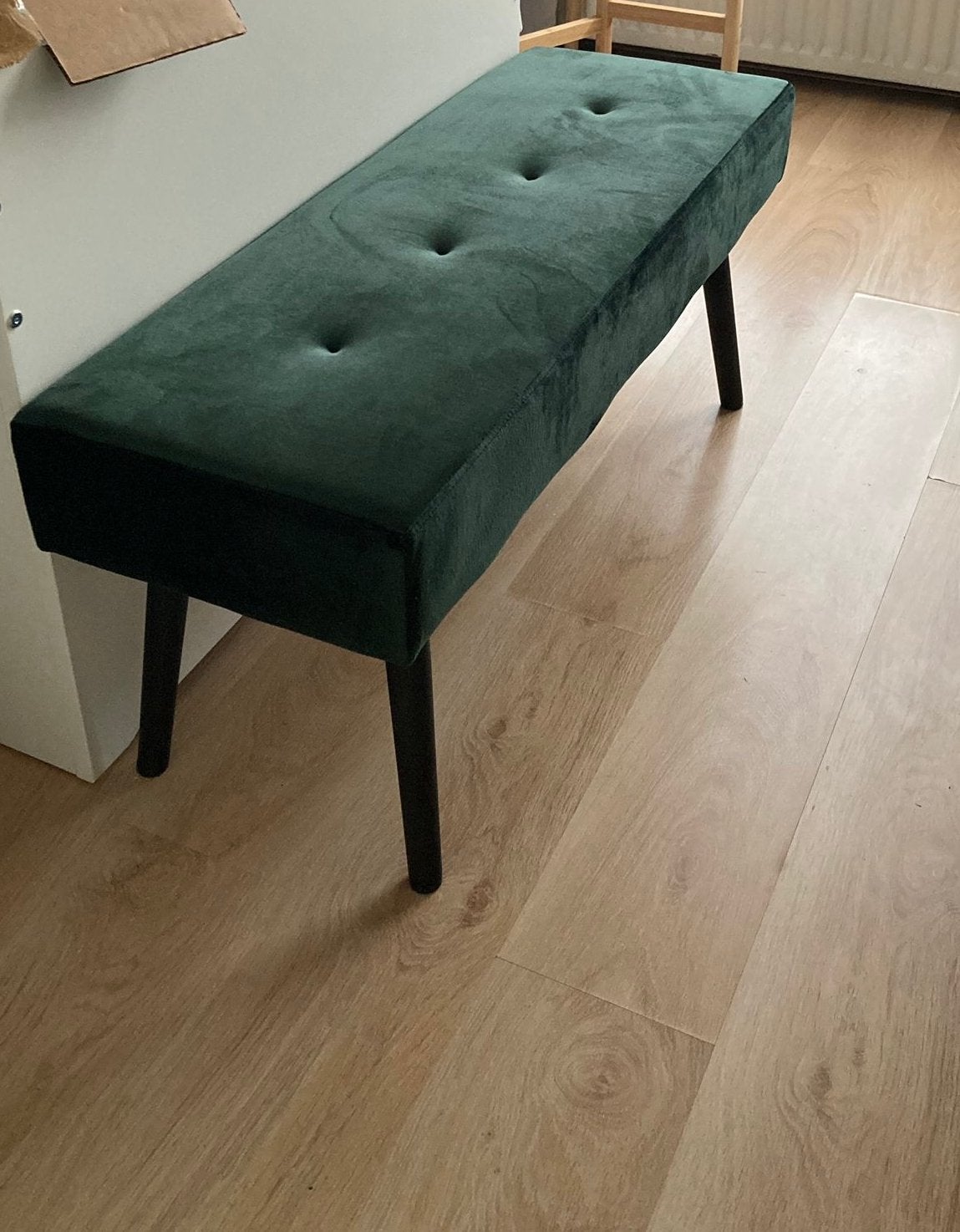 Bank RJUKAN donkergroen fluweel - JYSK, Ophalen, Minder dan 75 cm, Tweepersoons, Zo goed als nieuw