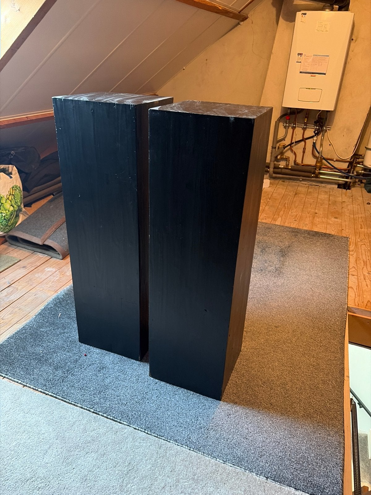 2 zwarte houten pilaren - gebruikt, Ophalen, Gebruikt