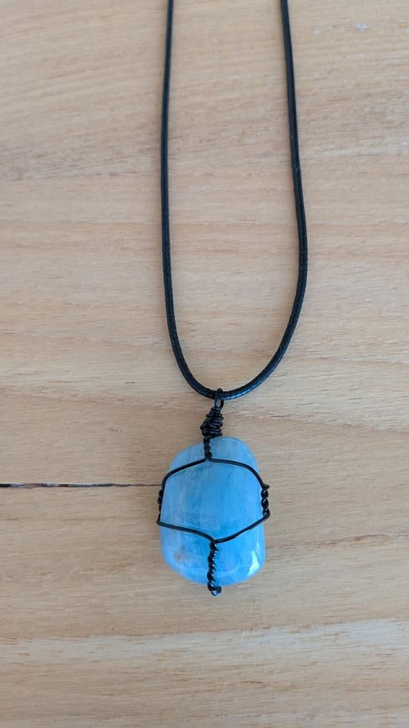 Aquamarine halsketting, Ophalen of Verzenden, Blauw, Overige materialen