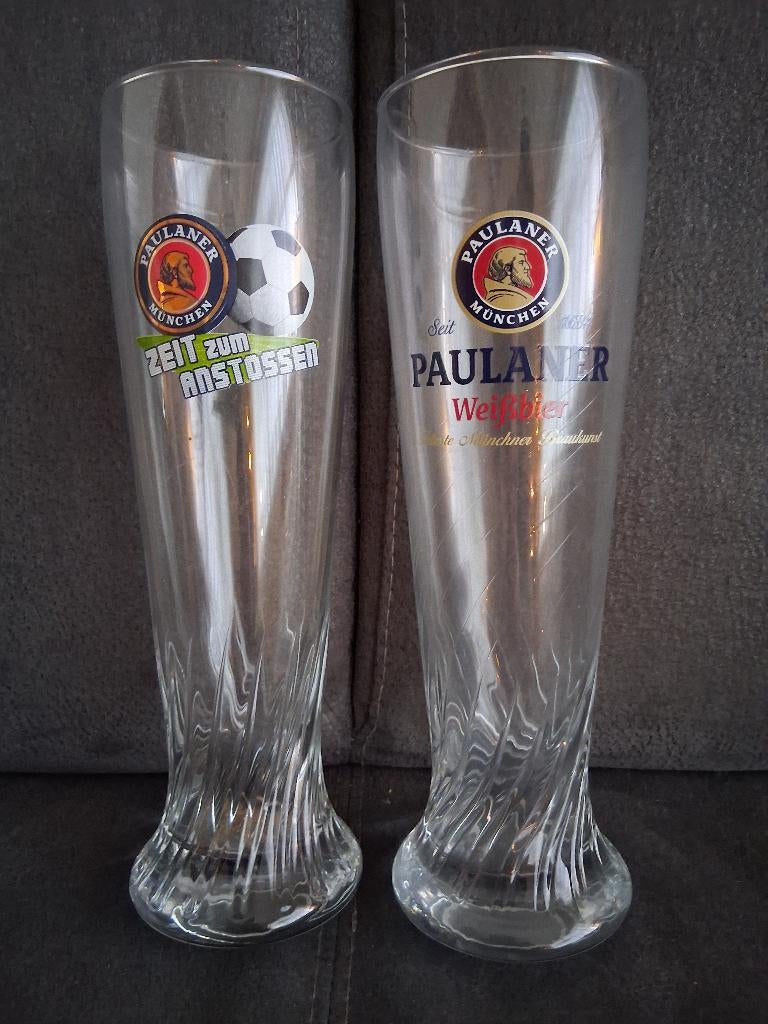 2 Paulaner bierglazen 0,5 liter, Ophalen of Verzenden, Gebruikt, Glas of Glazen, Overige merken