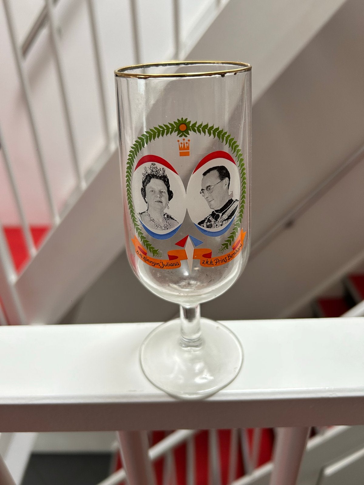 Bierglas Juliana en Bernhard - Koninklijk Oranjehuis, Antiek en Kunst, Ophalen of Verzenden