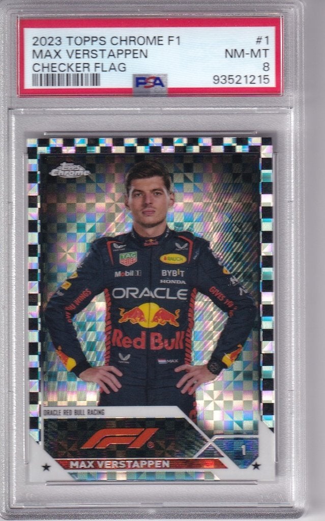 Max Verstappen Checker Refractor #1 PSA 8, Verzamelen, Automerken, Motoren en Formule 1, Verzenden, Nieuw, Formule 1