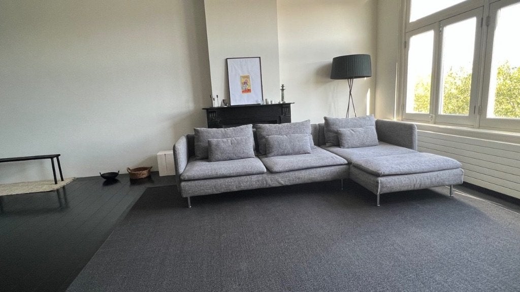 IKEA SÖDERHAMN 4-seater sofa with chaise longue – white gray, Huis en Inrichting, Ophalen, Gebruikt, Vierpersoons of meer