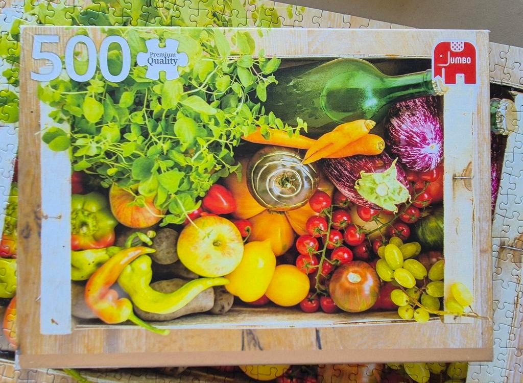 Jumbo puzzel, groente en fruit., Ophalen of Verzenden, 500 t/m 1500 stukjes, Gebruikt, Legpuzzel