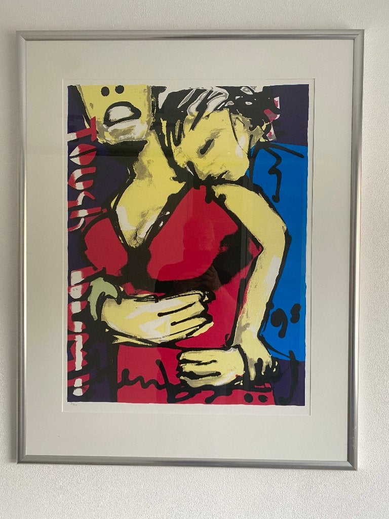 Herman Brood zeefdruk "Touch Bump ïngelijst nr: 24 / 250, Antiek en Kunst, Zeefdruk, Gelimiteerde oplage, Ophalen, Personages en Fantasiefiguren