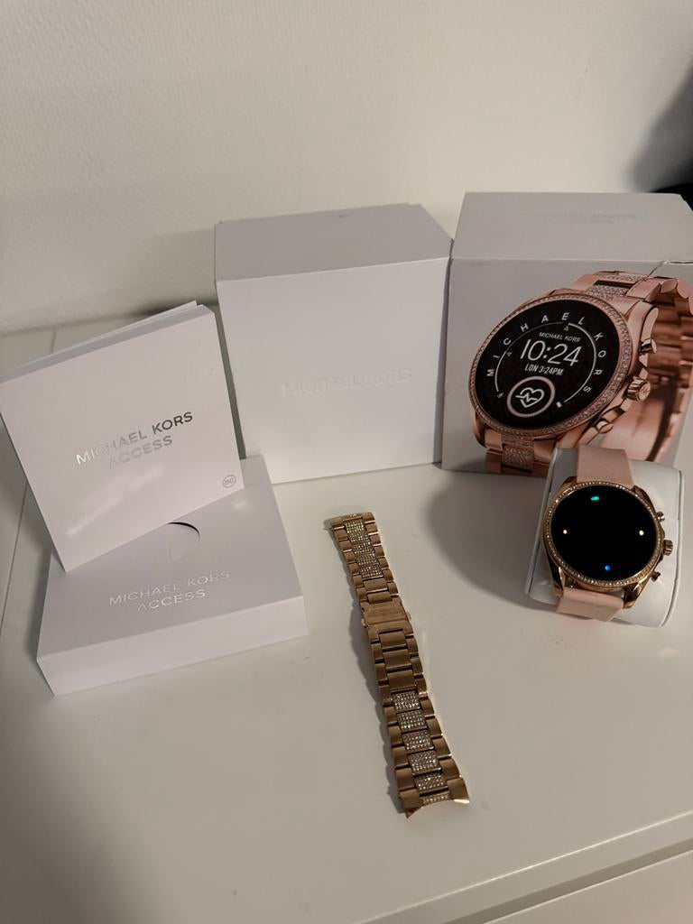 Michael Kors Access Smartwatch Roségoud + Extra Band + Doos, Ophalen, Zo goed als nieuw, Android, Conditie