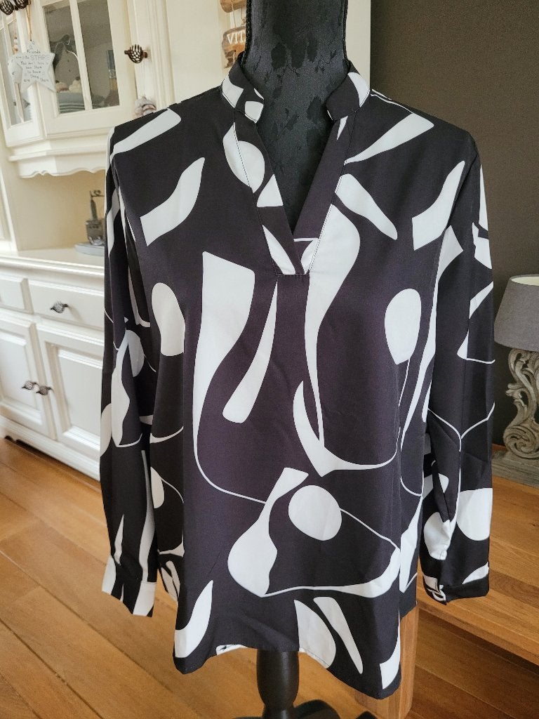 SHEIN zwart witte blouse bloes top maat m 40 Nieuw, Maat 38/40 (M), Zwart, Nieuw, Ophalen of Verzenden