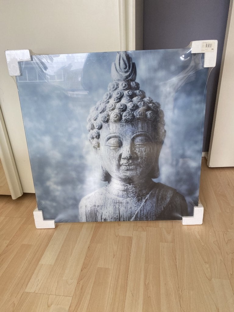 Boeddha van glas 80 x 80 cm unieke plaat, Ophalen, Glas, Nieuw, 80 cm