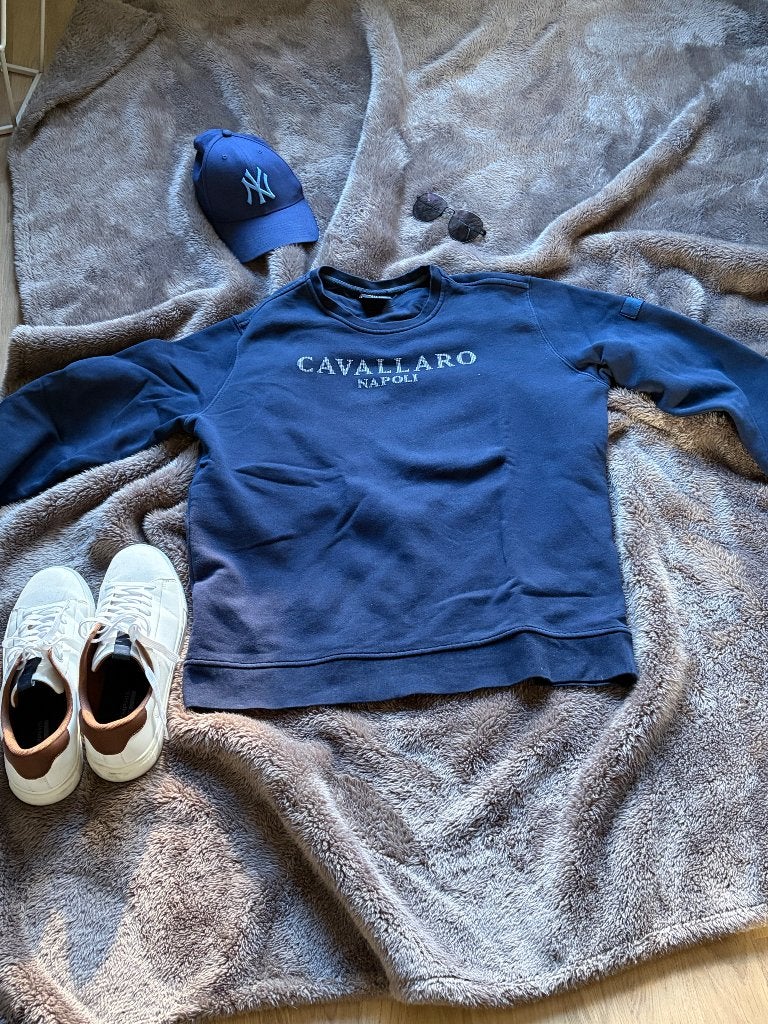 Cavallaro Napoli Sweater Trui Donkerblauw Navy Maat XL, Kleding | Heren, Blauw, Maat 56/58 (XL), Ophalen of Verzenden, Zo goed als nieuw