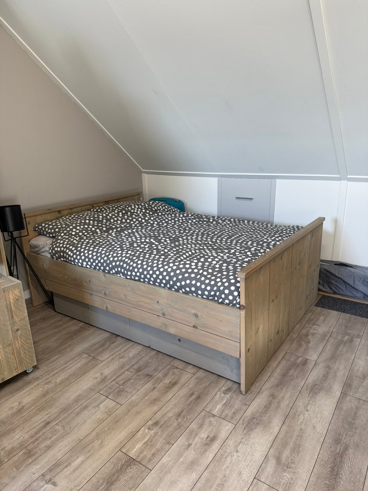 Steiger houten bed, Ophalen, Zo goed als nieuw, Tweepersoons, Hout
