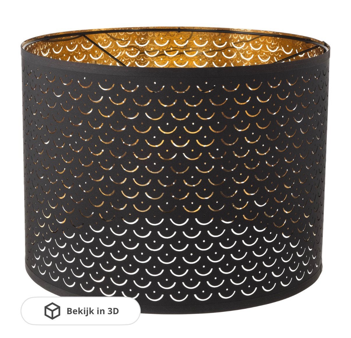 2x Nymö lampenkap zwart/messingkleur, 44 cm, Huis en Inrichting, Lampen | Lampenkappen, Ophalen, Zo goed als nieuw, Zwart