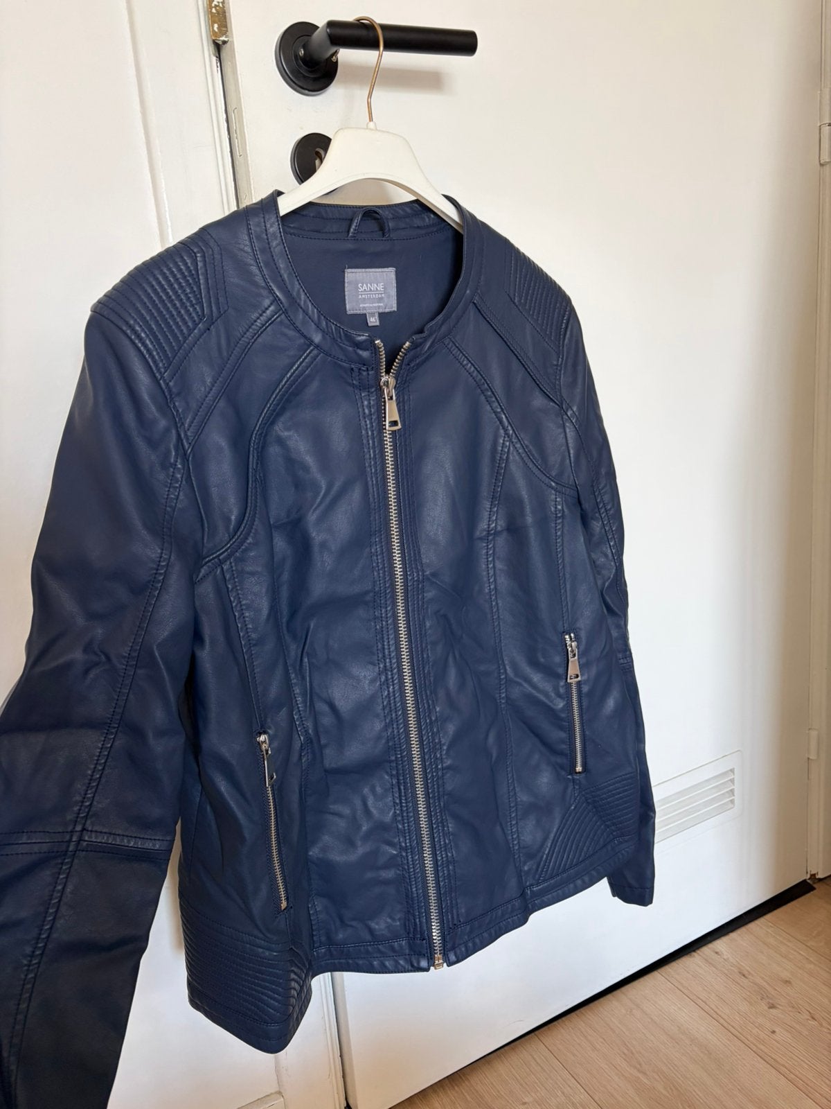 Leren jas, Kleding | Dames, Ophalen, Zo goed als nieuw, Maat 46/48 (XL) of groter, Blauw