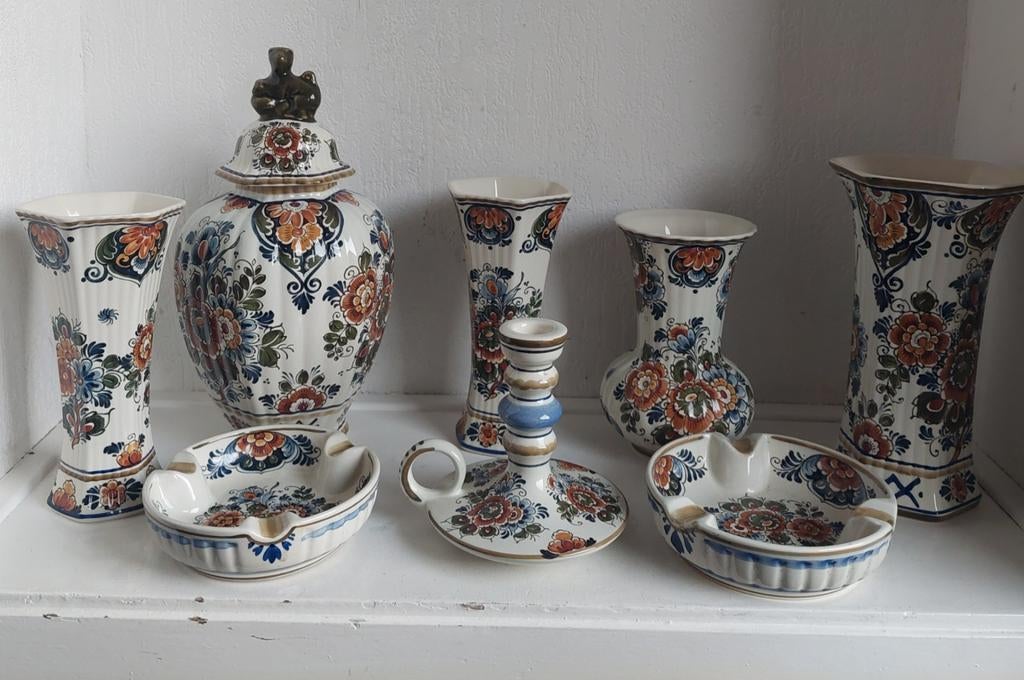 Lucky Vintage  set Flora Keramiek Delfts handbeschilderd, Ophalen