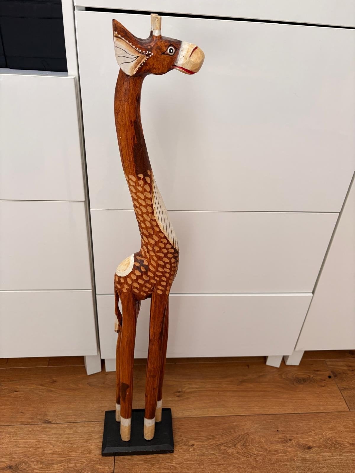 Houten Giraffe Beeld - Afrikaanse Decoratie, Hout, Gebruikt, Ophalen of Verzenden, Oosters