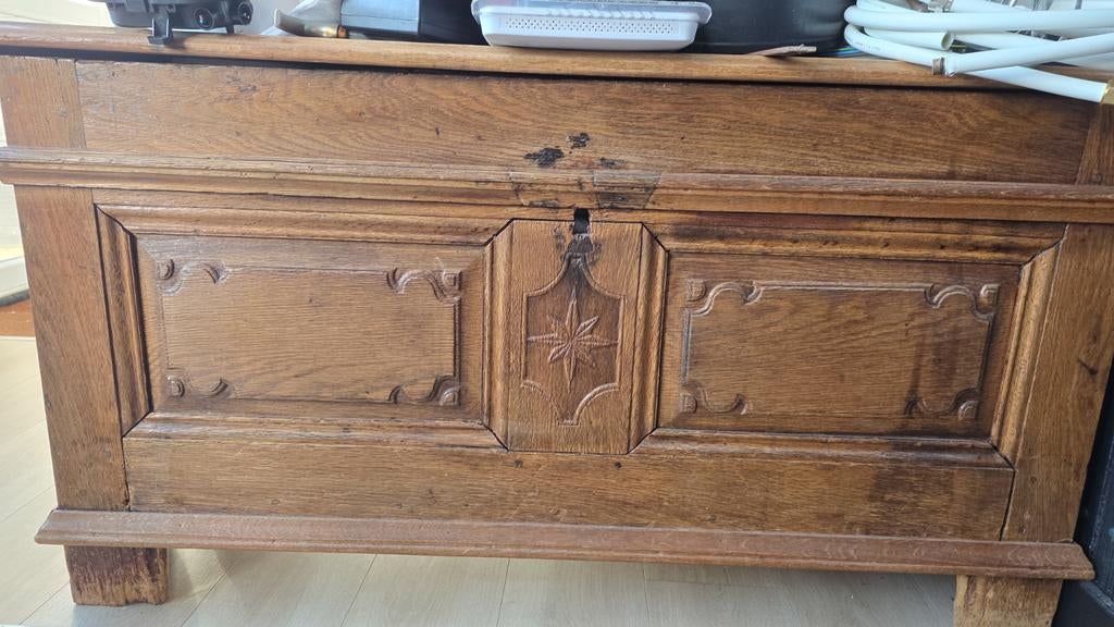 Echte oude antieke dekenkist, Ophalen, 25 tot 50 cm, 50 tot 100 cm