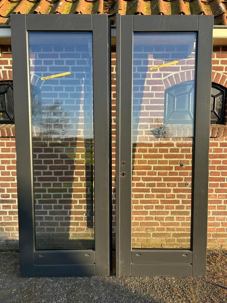 Hardhouten openslaande tuindeuren 166x233,5cm., Ophalen, Glas, 120 cm of meer, 215 cm of meer
