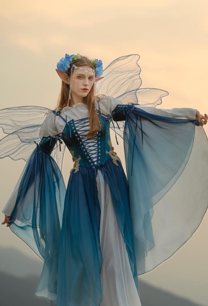 Daizbella middeleeuwse Renaissance jurk, Kleding | Dames, Gelegenheidskleding, Nieuw, Overige typen, Maat 38/40 (M), Blauw, Ophalen of Verzenden