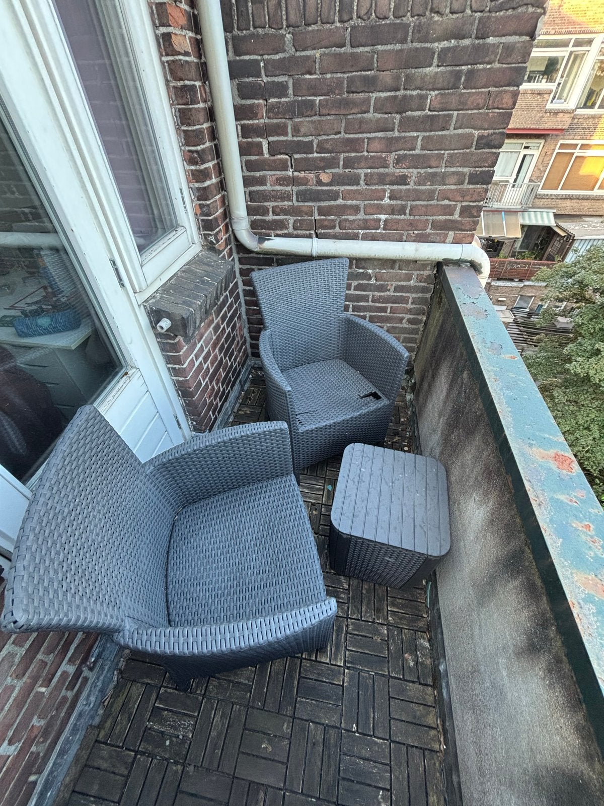 Gezellige Allibert Balkonset - 2 Stoelen en Tafel, Gebruikt, Wicker, Stoel, Tuinset