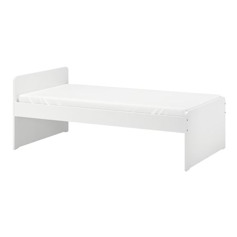 IKEA SLÄKT Bedframe wit 90x200 cm, Huis en Inrichting, Ophalen, 90 cm, Eenpersoons, Wit