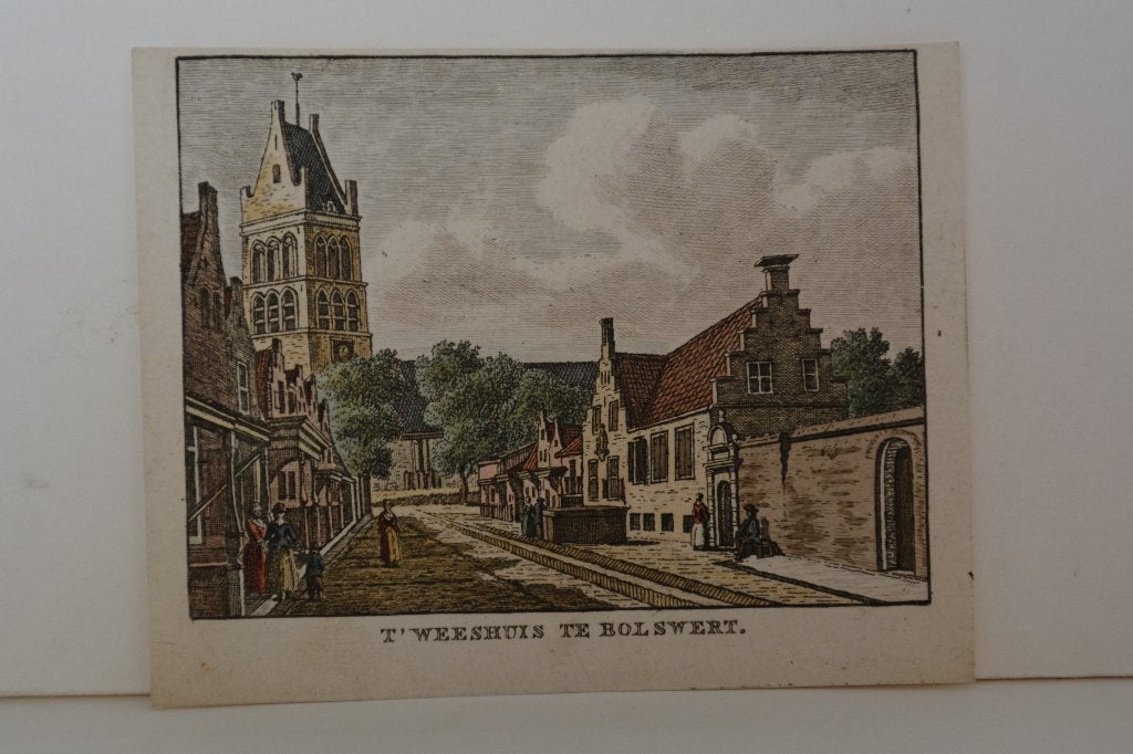 BOLSWARD WEESHUIS Originele Gravure Bendorp + Bulthuis G64, Antiek en Kunst, Kunst | Etsen en Gravures, Verzenden, Stadsgezicht