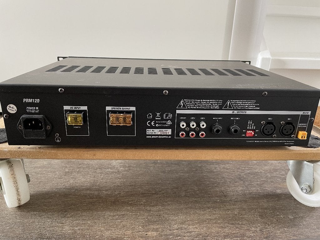 Power Dynamics PRM120 100V amplifier 120W with Bluetooth & M, Ophalen of Verzenden, Gebruikt, 120 watt of meer, Overige merken