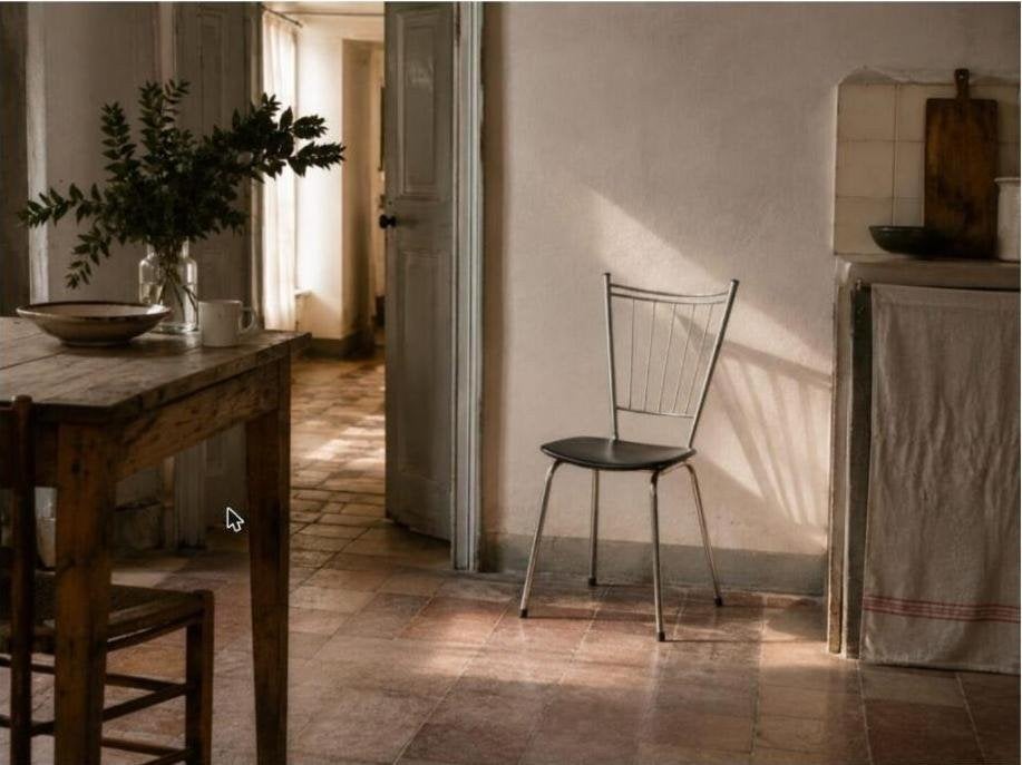 Vintage Soudeurop keukenstoel chroom en zwart, Huis en Inrichting, Stoelen, Ophalen, Gebruikt, Zwart, Eén