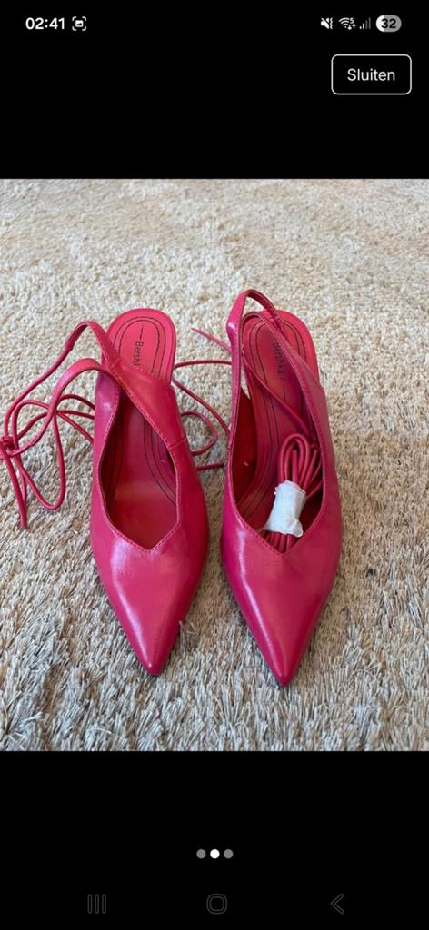 Roze Bershka pumps met hoge hakken en enkelbandjes, Pumps, Zo goed als nieuw, Roze, Bershka