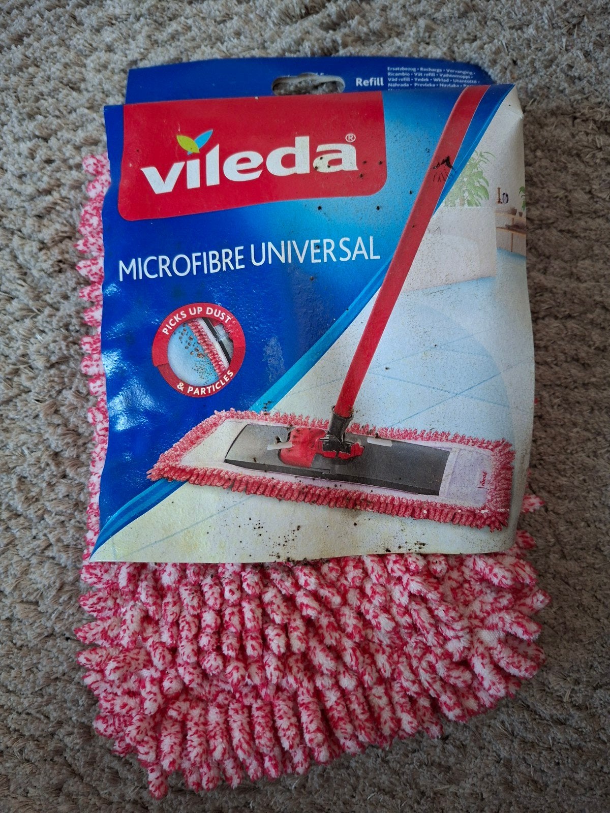 Vileda Microfibre Universal Mop Navulling, Huis en Inrichting, Schoonmaakartikelen, Verzenden, Mop of Dweil