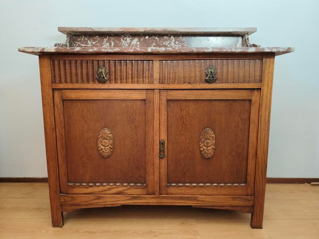 Antieke commode marmeren blad - dressoir kaptafel retro kast, Kinderen en Baby's, Ophalen, 50 tot 70 cm, Voetruimte, 100 cm of meer