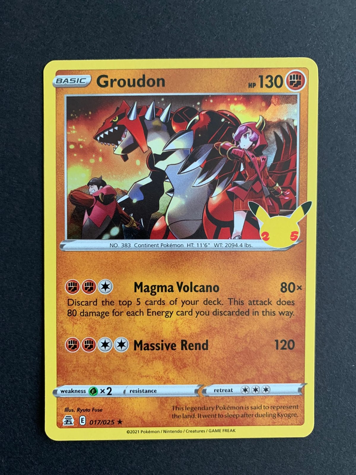 Groudon #17/025, Celebrations, 25 jaar Pokemon, Ophalen of Verzenden, Zo goed als nieuw, Losse kaart, Foil